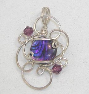 Purple Paua Shell Sterling Silver Wire Wrapped Mini Pendant