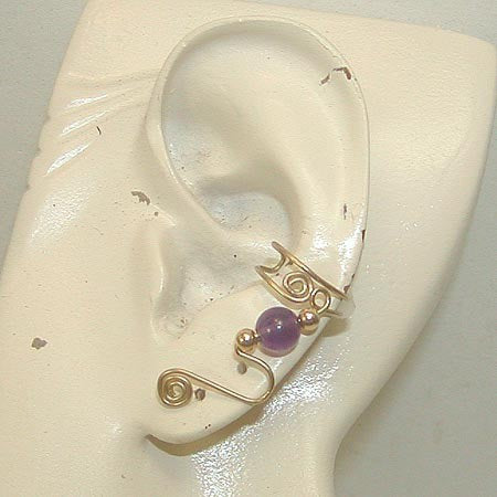 Amethyst Bead Ear Cuff - February Birthstone