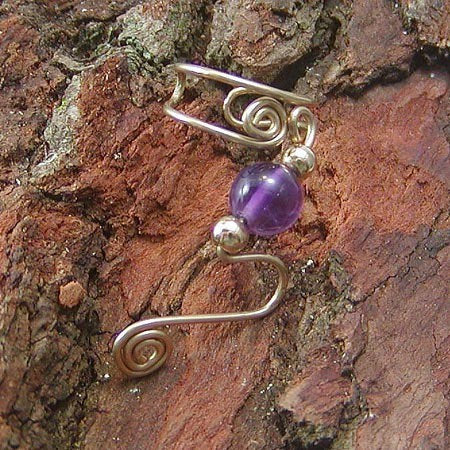 Amethyst Bead Ear Cuff - February Birthstone