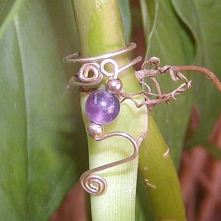 Amethyst Bead Ear Cuff - February Birthstone