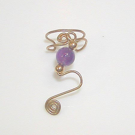 Amethyst Bead Ear Cuff - February Birthstone