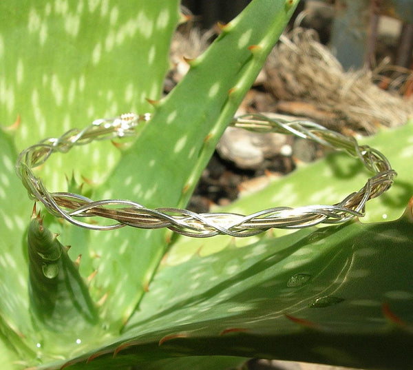 Thin Two-Tone Grapevine Silver Over Gold Wire Wrapped Bracelet