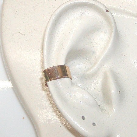 Yellow Gold Filled Wide Smooth Band Ear Cuff