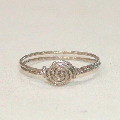 Swirled Rosette Sterling Silver Twist Wire Ring - ON SALE