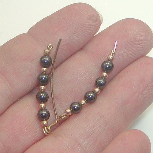 Hematite Beads Gold Filled Wire Ear Climbers - Ear Sweep 13