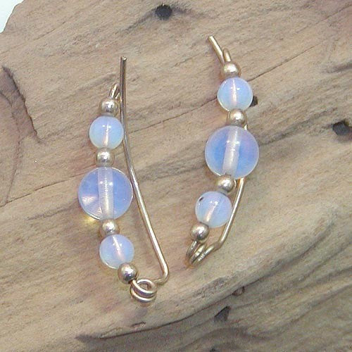 Eerie Glowing Opalite Beads Ear Sweeps - Ear Sweep 16