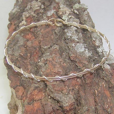 Two-Tone Silver Over Gold Thin Wire Wrapped Bracelet  SSSwa