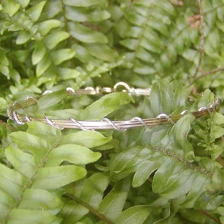 Two-Tone Silver Over Gold Thin Wire Wrapped Bracelet  SSSwa