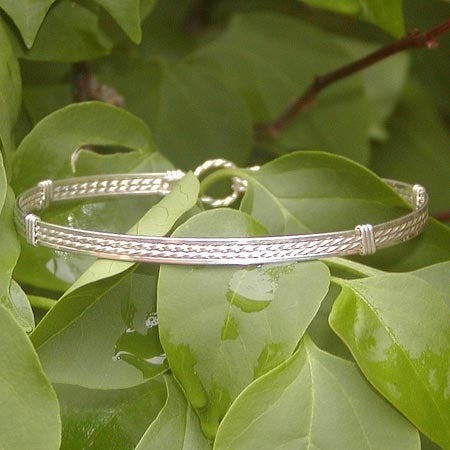 Sterling Silver 4-Strand Wire Wrapped Stackable Bracelet  STTS