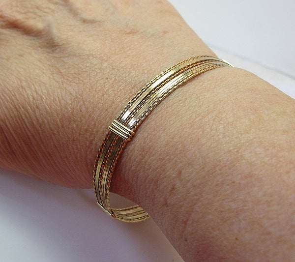 14kt Gold Filled 10-Strand Wire Wrapped Bracelet  TTSSTTSSTT