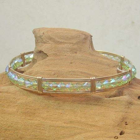 Peridot Green Double Aurora Borealis Crystal All-Bead Bracelet