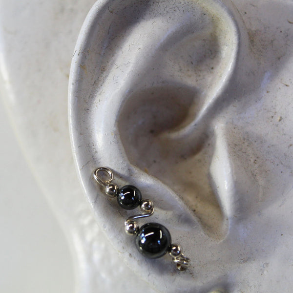 Hematite Beads Simple Ear Sweeps - Ear Sweep 17