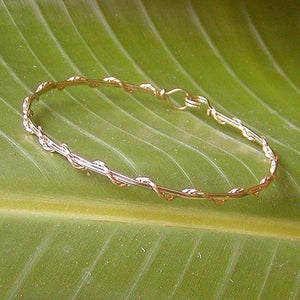 14kt Gold Filled Thin Stackable Wire Wrapped Bangle Bracelet  SSwa