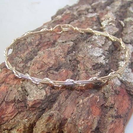 14kt Gold Filled Thin Stackable Wire Wrapped Bangle Bracelet  SSwa