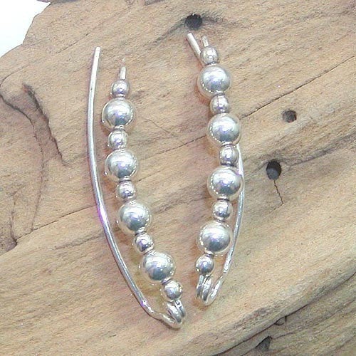 Sterling Silver Beads Ear Climbers - Ear Sweep 13