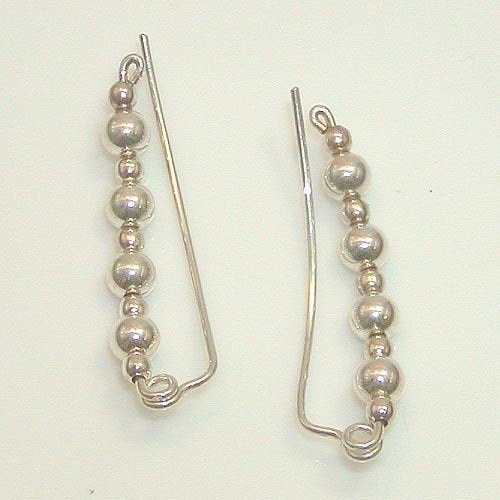 Sterling Silver Beads Ear Climbers - Ear Sweep 13