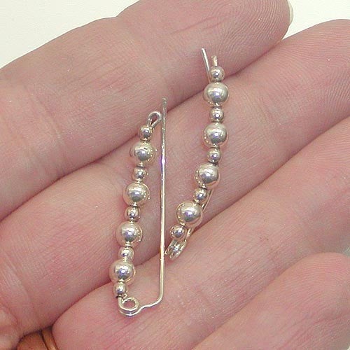 Sterling Silver Beads Ear Climbers - Ear Sweep 13