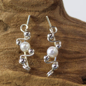 Freshwater Pearls Sterling Silver Wire Ear Sweeps - June Birthstone - Ear Sweep 9