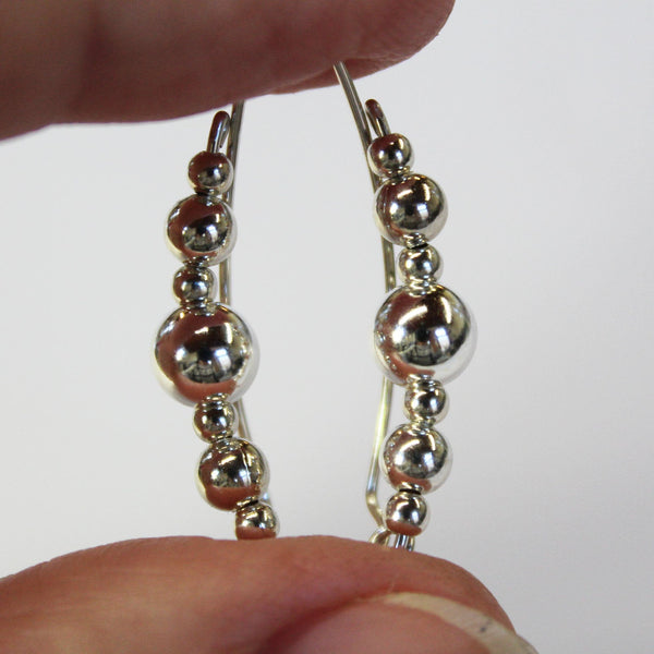 Smooth Sterling Silver Beads Ear Climbers - Ear Sweep 16