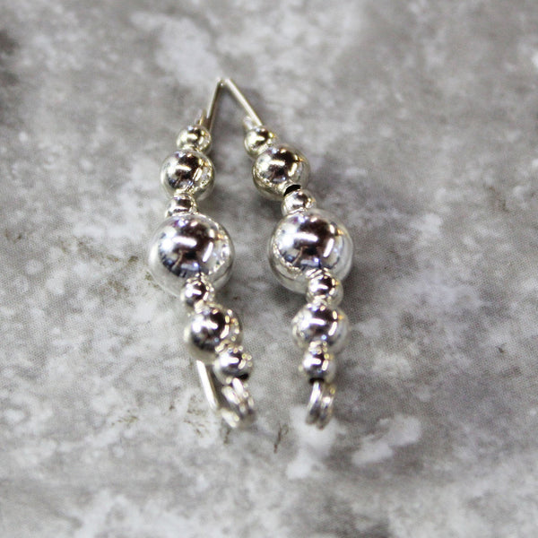 Smooth Sterling Silver Beads Ear Climbers - Ear Sweep 16