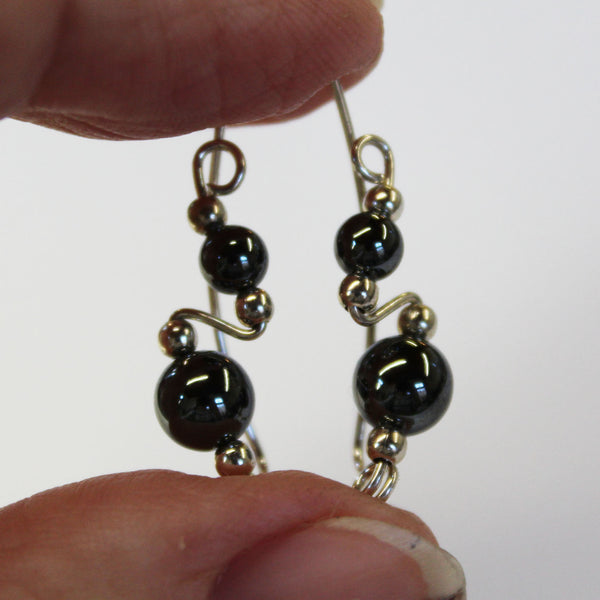 Hematite Beads Simple Ear Sweeps - Ear Sweep 17