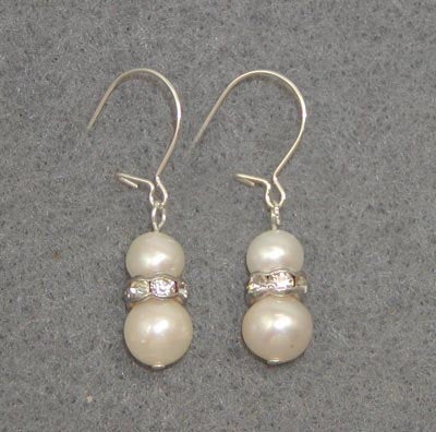 Freshwater Pearl and Crystal Dangle Earrings - June Birthstone