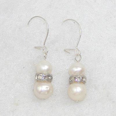 Freshwater Pearl and Crystal Dangle Earrings - June Birthstone