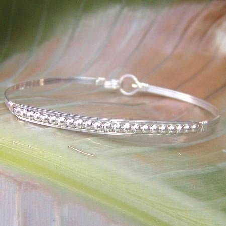 Sterling Silver Tiny Beads Wire Wrapped Stackable Bracelet