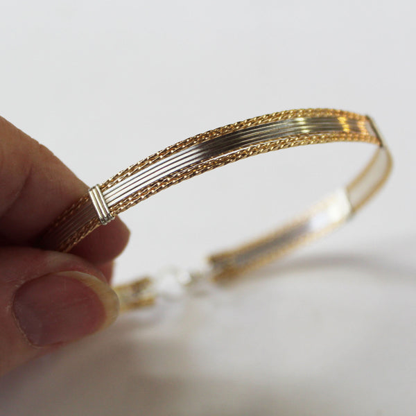 Two-Tone Sterling Silver & Gold Filled Wire Wrapped Bracelet  TTSSSSTT