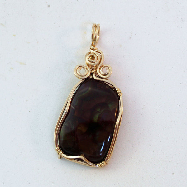 Glowing Fire Agate 14kt Gold Filled Wire Wrapped Pendant