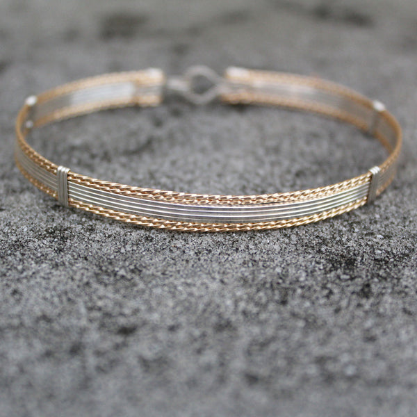 Two-Tone Sterling Silver & Gold Filled Wire Wrapped Bracelet  TTSSSSTT