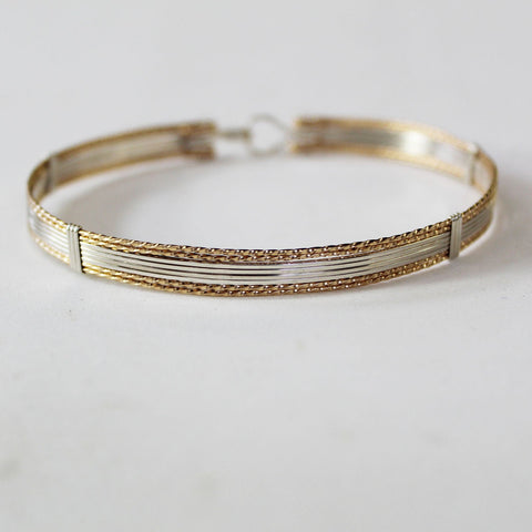 Two-Tone Sterling Silver & Gold Filled Wire Wrapped Bracelet  TTSSSSTT