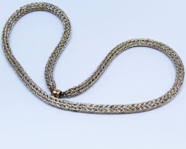 Woven Gold & Silver Two Tone Wire Necklace