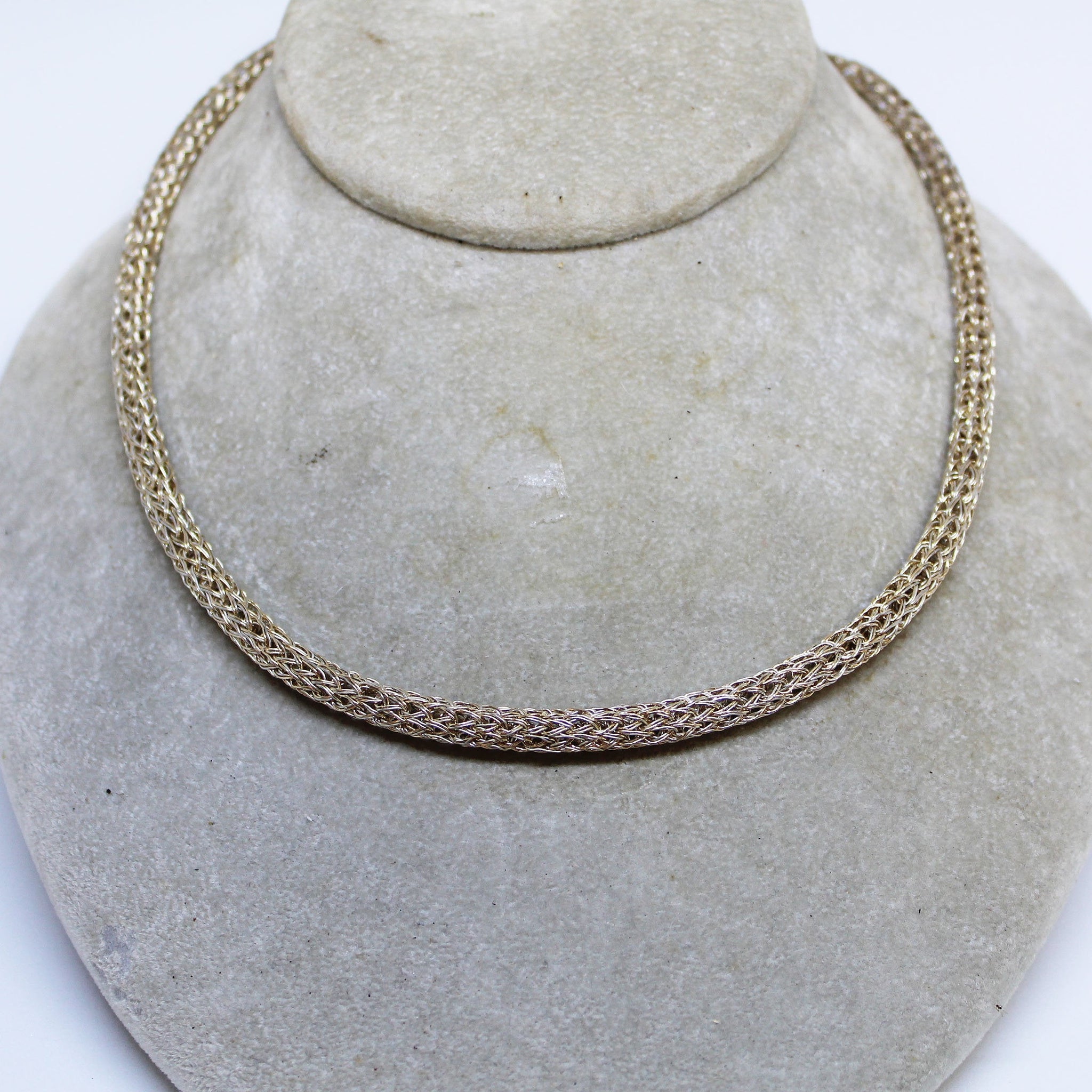 Woven Gold & Silver Two Tone Wire Necklace