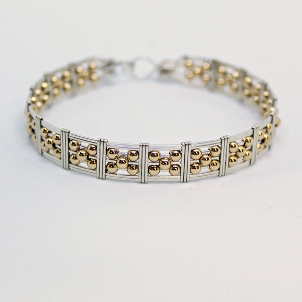 5-Bead Star 14kt Gold Filled Beads Sterling Silver Wire Bracelet