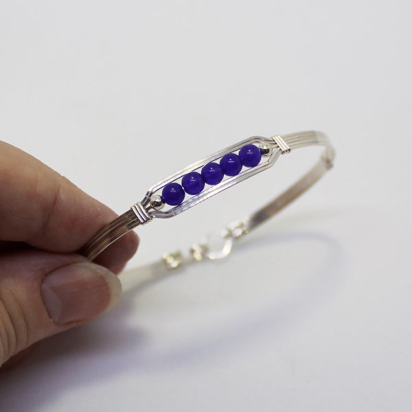 5 Little Beads Amethyst Beads Sterling Silver Wire Wrapped Bracelet