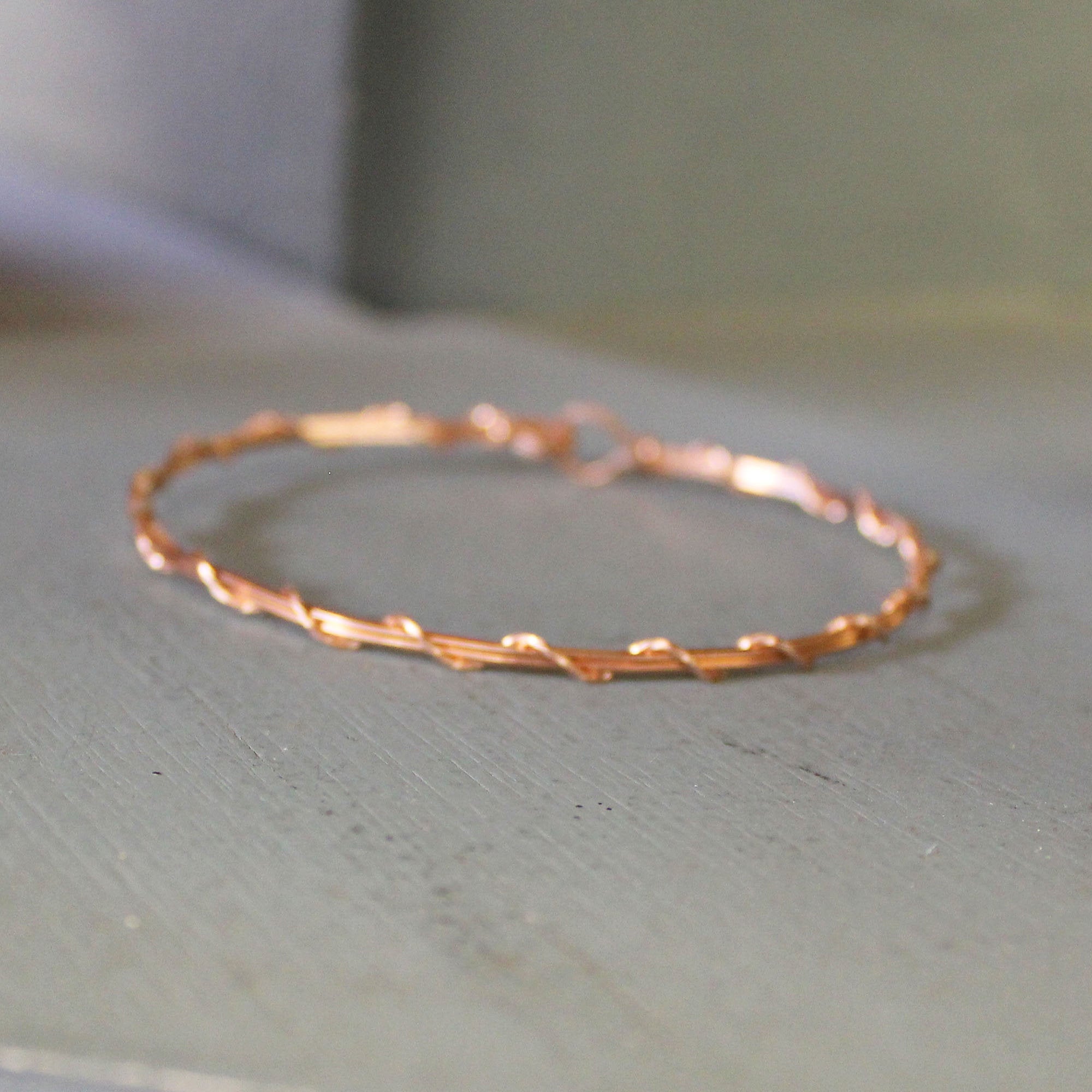 14kt Rose Gold Filled Thin Wire Wrapped Stackable Bracelet  SSwa