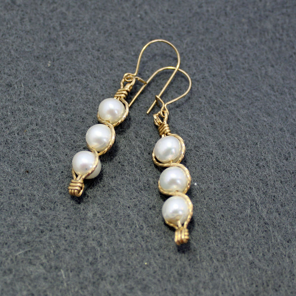 Freshwater Pearl Outline Dangle Earrings - June Birthstone