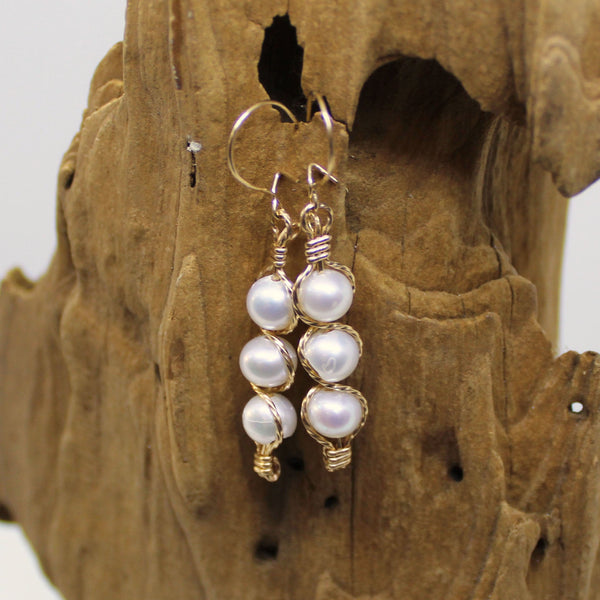 Freshwater Pearl Outline Dangle Earrings - June Birthstone