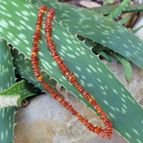 Amber Gemstone Chips Beaded Necklace