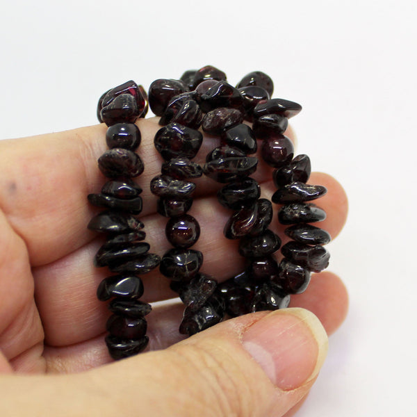 Garnet Deep Red Chips Necklace and Earrings Set - January Birthstone