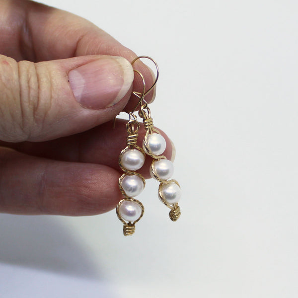 Freshwater Pearl Outline Dangle Earrings - June Birthstone