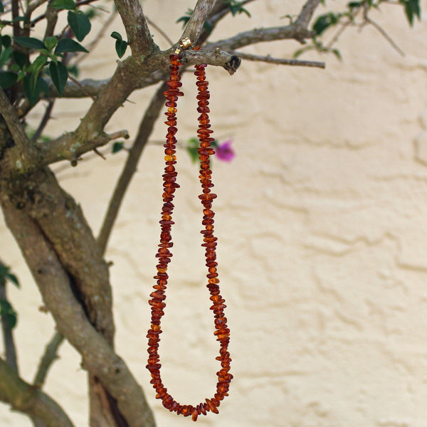 Amber Gemstone Chips Beaded Necklace