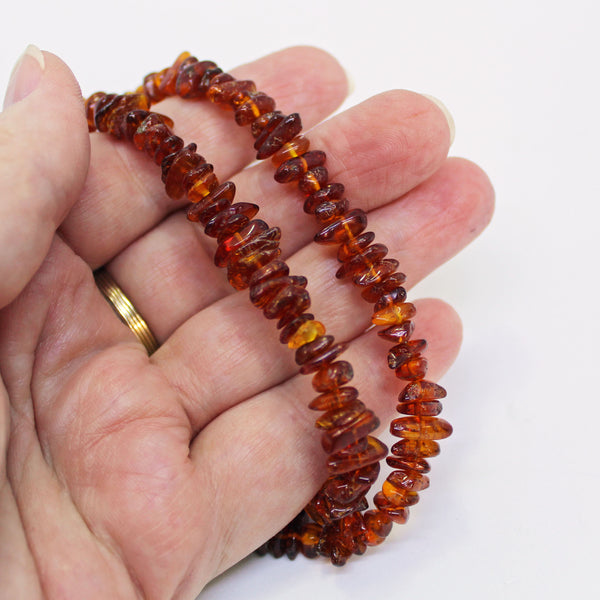 Amber Gemstone Chips Beaded Necklace