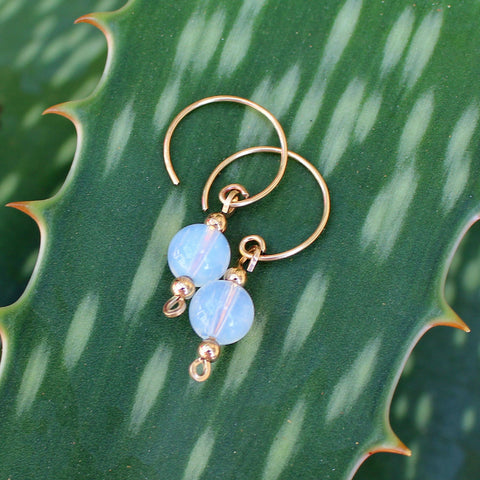 8mm Opalite 14K Gold Filled Dangle Earrings