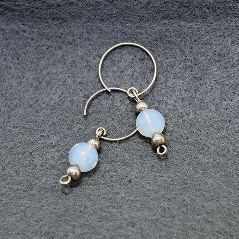 8mm Opalite Sterling Silver Dangle Earrings