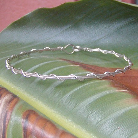 Sterling Silver Thin Wire Wrapped Stackable Bracelet  SSwa