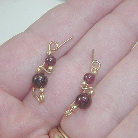 Deep Red Garnet Beads Ear Sweeps - January Birthstone - Ear Sweep 17