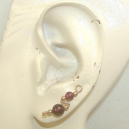 Deep Red Garnet Beads Ear Sweeps - January Birthstone - Ear Sweep 17