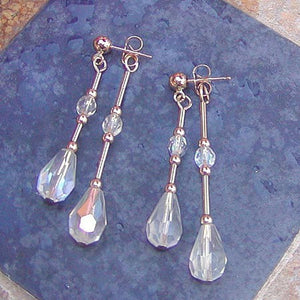 Double Dangle Front-and-Back Crystal Teardrop Earrings